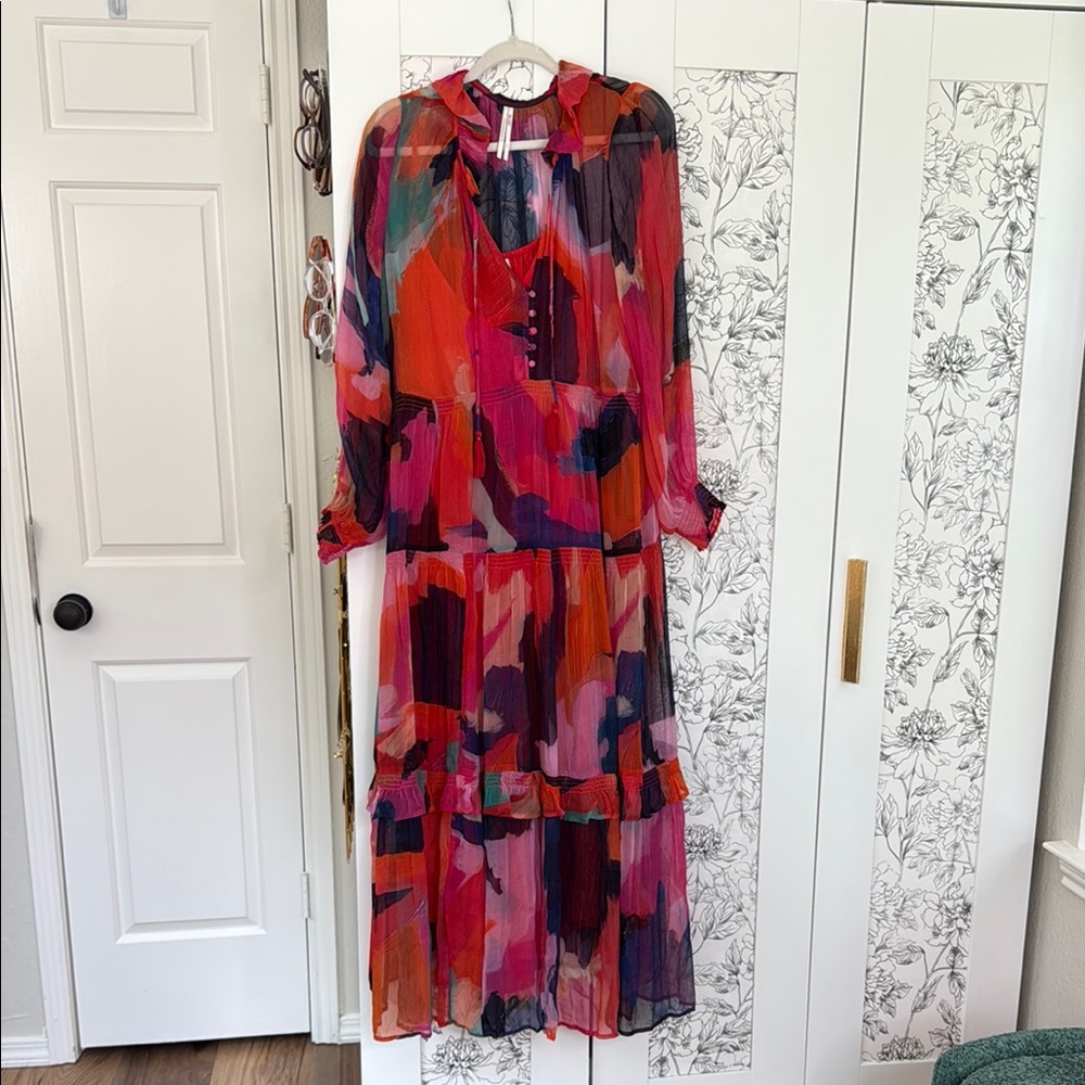 Anthropologie Marais chiffon watercolor tiered maxi dress - Picture 4 of 11